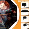 Custom Name Personalized Horror Theme Chucky Print Umbrella, Auto Open Close, 8‑Rib Sturdy Frame, Commute Camping Hiking Use, Birthday Gift
