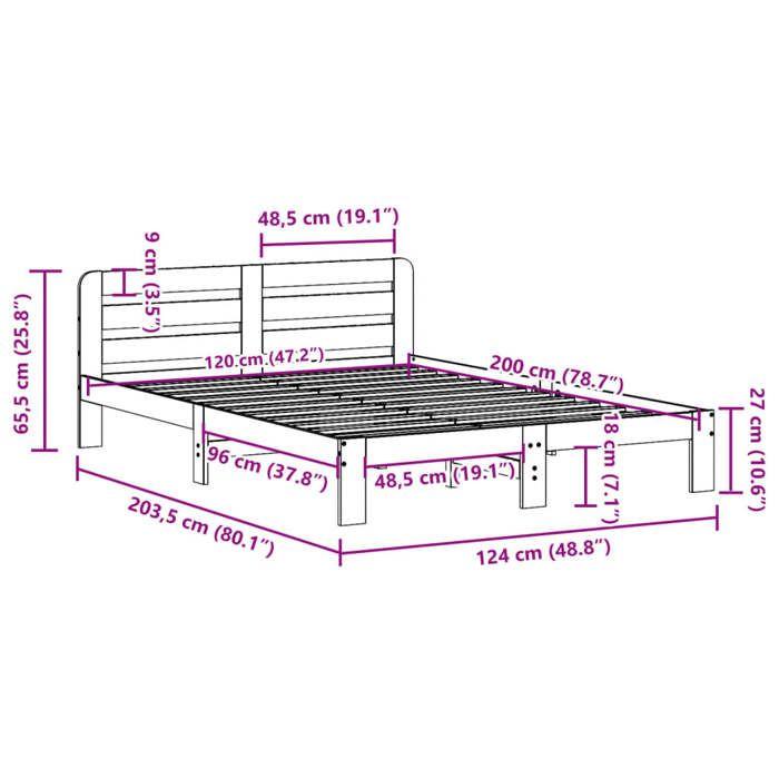VidaXL Bed Frames Without Mattress 120x200 Cm Solid Pine Wood, Bedroom Furniture, Bed Base, Wooden Bed, Bed, Bed 855546