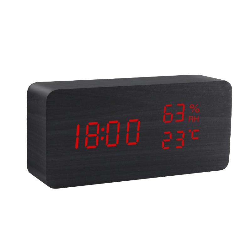 Fashion Alarm Clock LED Wooden Watch Table Voice Control Digital Wood Despertador USB/AAA Powered Electronic Desktop Clocks