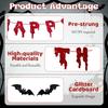 Happy Birthday Halloween Banner, Pre-Strung Glitter Spooky Halloween Party Decorations With Bat, Horror Birthday Decorations For Mantle Wall Mantel