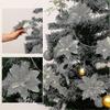 24pcs Christmas Glitter Poinsettia Flowers Artificial Flowers