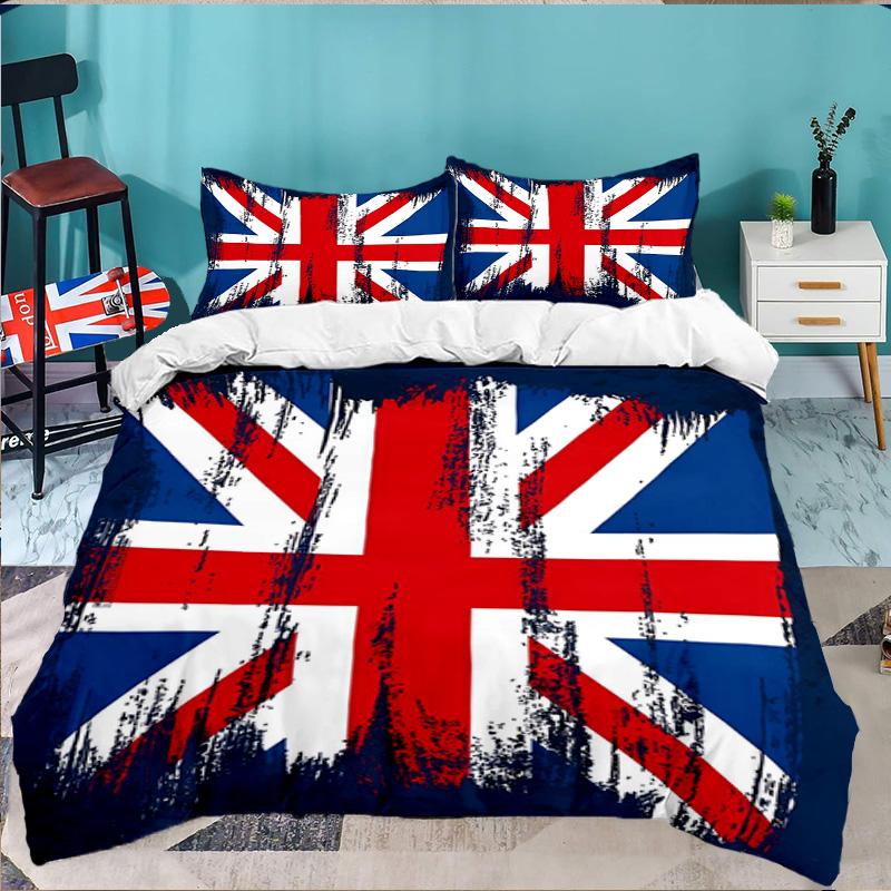 British Flag Artwork 3PCS Bedding set,Ideal for 1pc Duvet Cover And 2pcs Pillowcases Perfect for Fan gift,Ideal for Bedroom, Dormitory