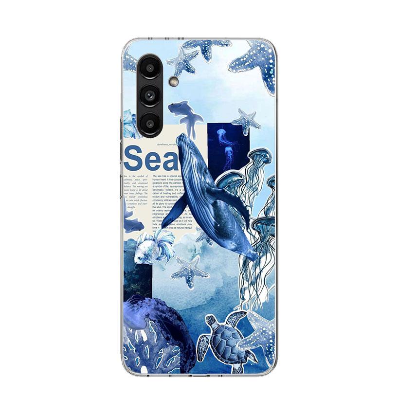 Ocean Starfish Sea Turtle Shark Phone Case For Samsung Galaxy A17 A16 A14 A15 A13 A57 A56 A54 A55 A53 A37 A36 A34 A35 A33 A26 A2