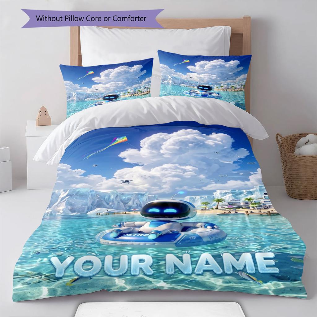 ASTRO BOT Custom Name Pattern Bedding,Quilt Set Quilt Cover Pillowcase Home Birthday Gift(1 * Duvet Cover + 2 * Pillowcase, Without Core)