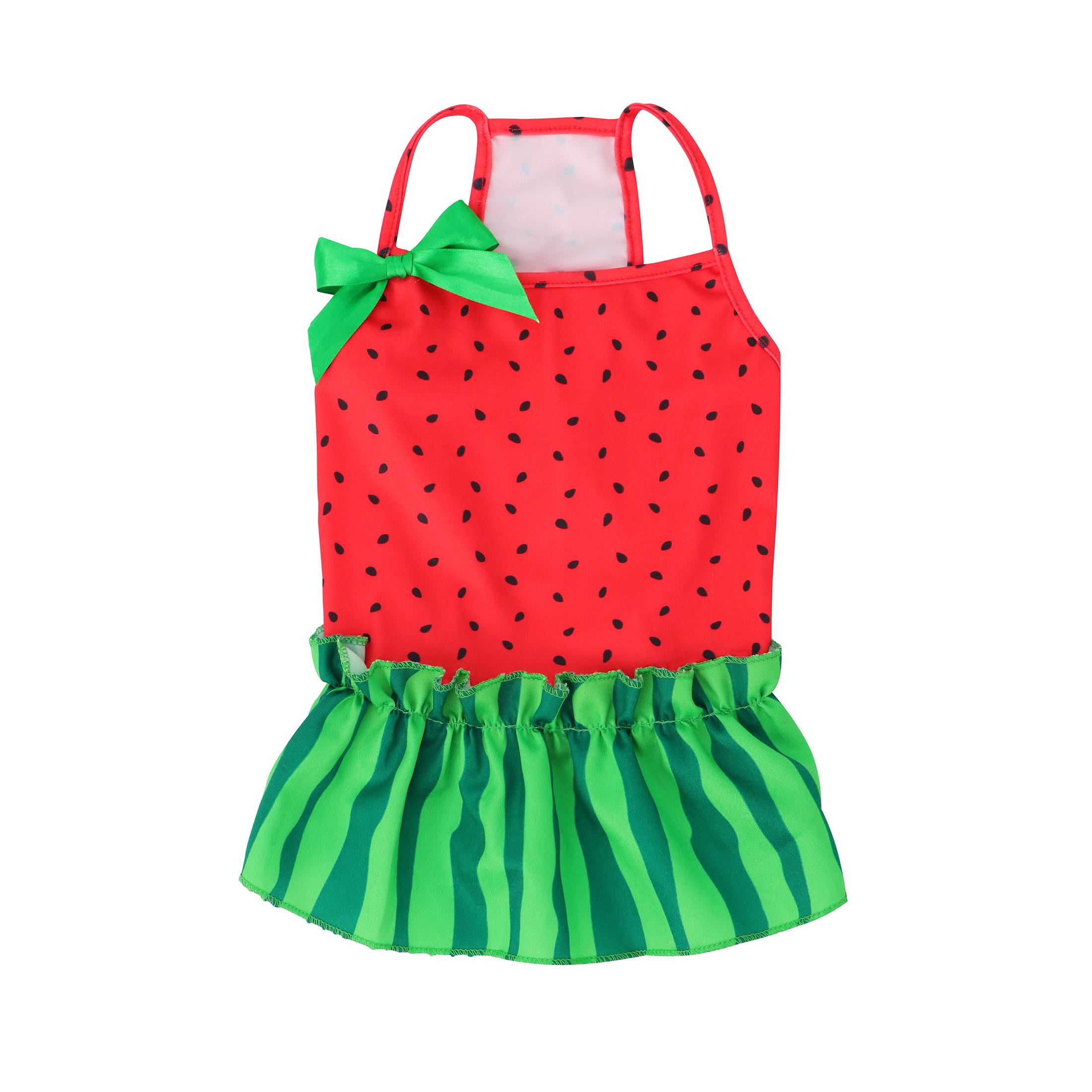 

Dog Dress with Bow Summer Clothes Cute Small Dogs Skirt Suspender Watermelon Pattern Pet Clothing Puppy Dresses Cat Costumes XS（old）