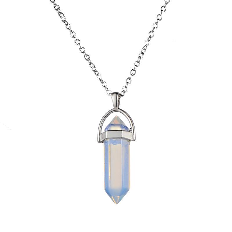 Elegant European & American Hexagonal Amethyst Crystal Necklace
