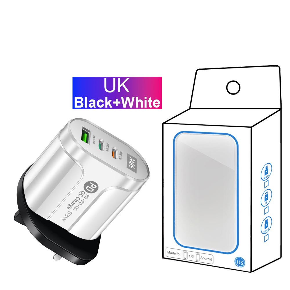 58W Dual Fast Charger: 2PD + QC3.0 for EU/US/UK/AU Plugs
