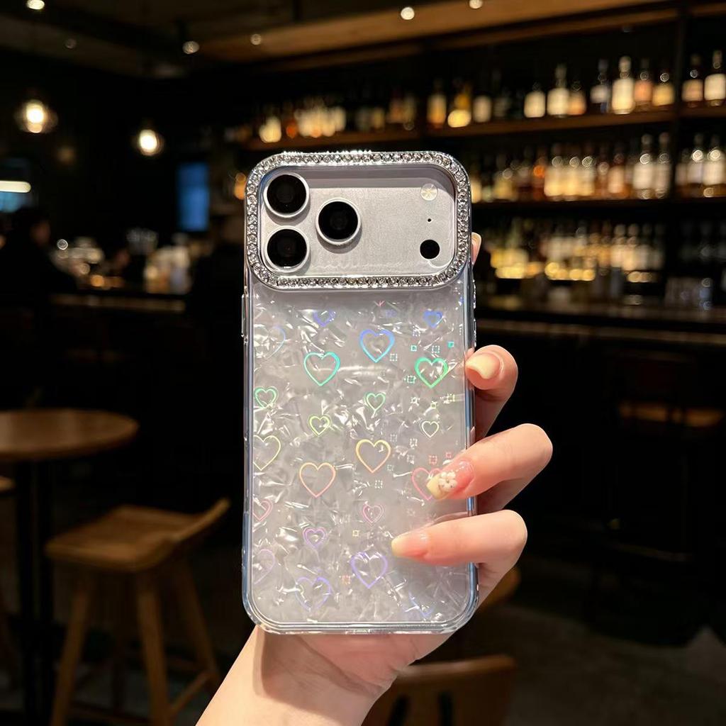 3D Rhinestone Heart Shell Case for iPhone 17 Pro Max/16/15/14/13