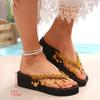 Fashion 2025 Sequins Decor Flip Flops for Women Wedges Thick Bottom Sandals for Ladies Beach Non Slip Wear-Resistant Slippers Mujer