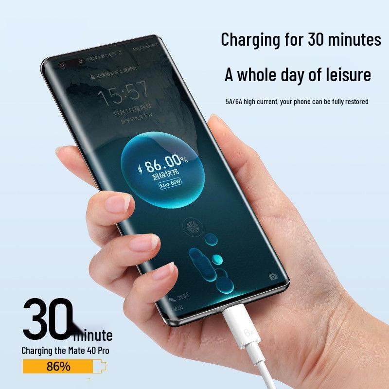 6A Fast Charging USB to Type-C Cable for Huawei P80/P30, Mate60, Honor 90