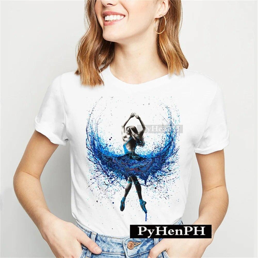 

Белая популярная танцовщица для отдыха, универсальные офисные женские футболки с героями мультфильмов, женская футболка, модная универсальная трендовая повседневная одежда с коротким рукавом S