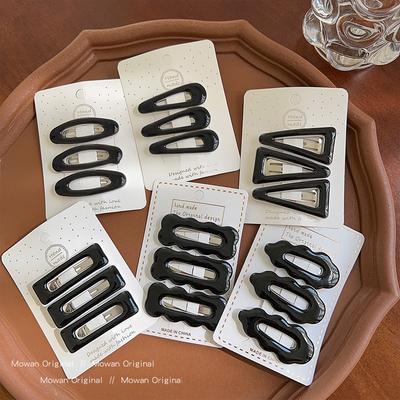 3Pcs/lot Black Geometric Hair Clip BB Hairpins Barrettes Styling Tools Headbands for Women Hairgrips Hair Styling Accessories
