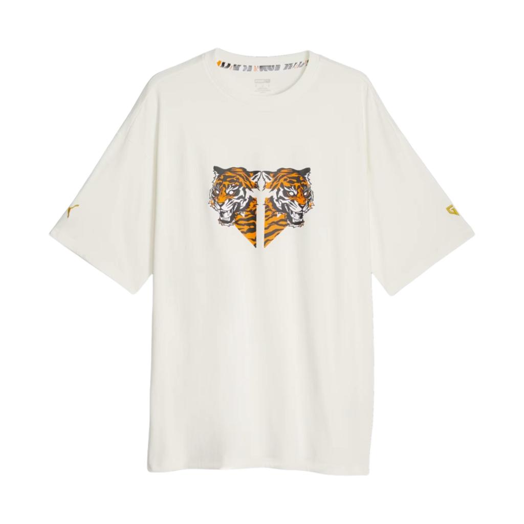 Puma X Gen.G Auspicious Tiger Print Loose Round Neck Short Sleeve T-Shirt Unisex Tops White 621734-02
