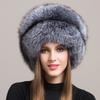 New women winter outdoor cold-proof thickening real fox fur bomber hat Fashion luxury fur caps Female natural fox fur hats