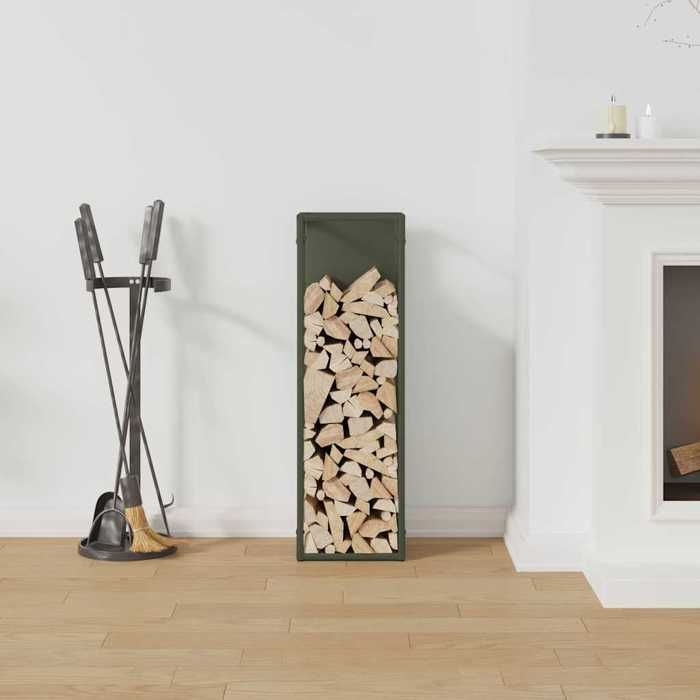 VidaXL Firewood Rack Olive Green 25x25x80 Cm, Fireplace Log Holder, Log Holder, Log Rack 864266
