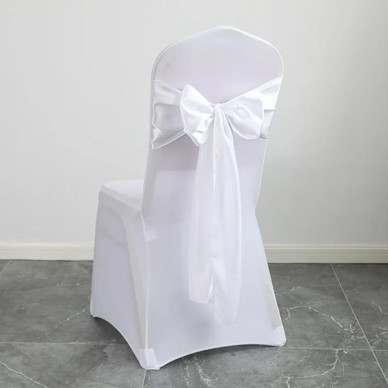 10/50pcs Satin Chair Sash Bows Chair Cover Ribbons For Wedding Banquet Party Baby Shower Event graduation ceremony Decoration
