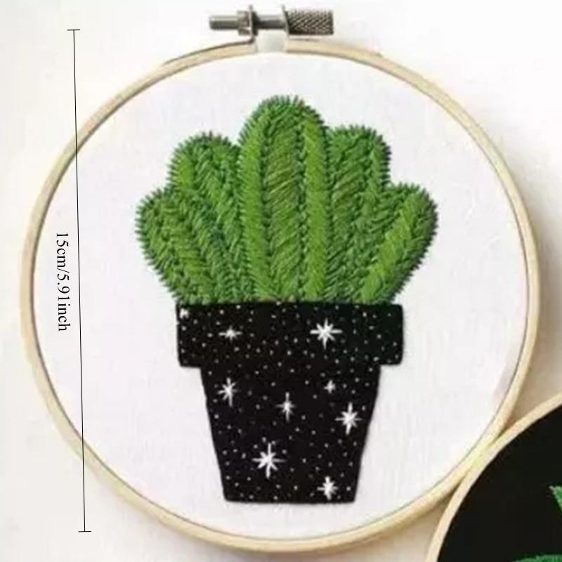 1 buc Model de Plantă Verde Broderie DIY Kit Artizanal din Pânză Ac și Ață Creative pentru Artizanat