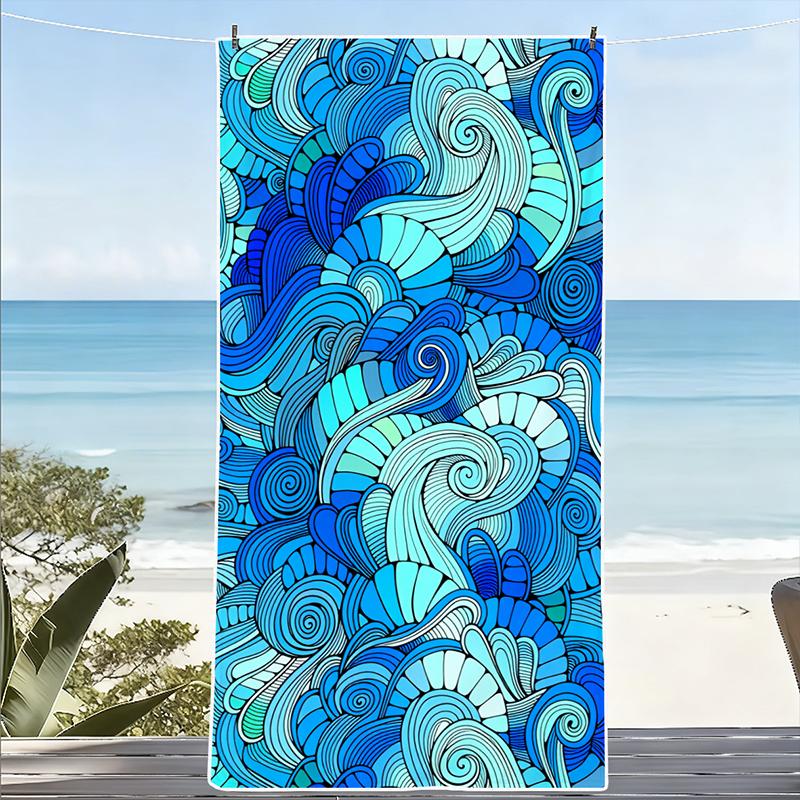 1Pc, Blue Rhapsody Beach Towel, Super Absorbent Lightweight Beach Towel - Sand-Free Quick-Dry Towel, Soft Microfiber