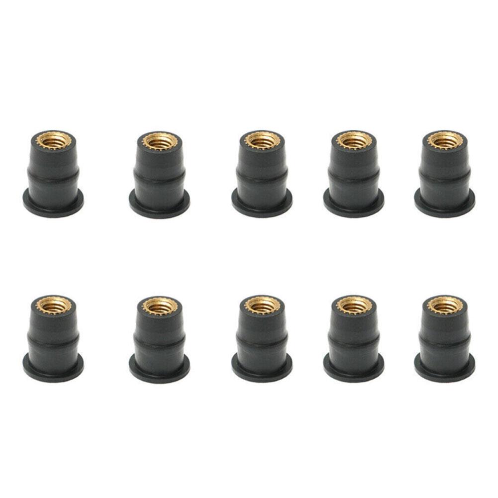 10 Stück M6 M5 Gummimuttern, metrische Motorrad-Windschutzscheibenmuttern, Messingmuttern für Windschutzscheiben, Verkleidungen, Motorhauben M9I5