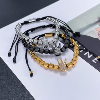 Crown Stainless Steel Beads Men Bracelet Hand Jewelry Gift