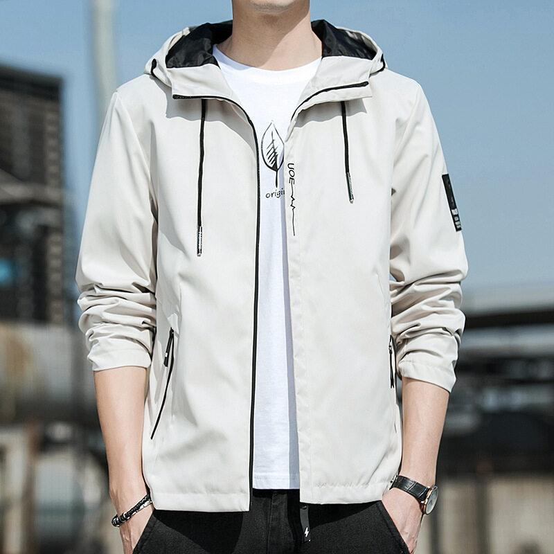 Men's Hooded Jacket Spring And Autumn Casual Windproof Jacket Trendy Workwear Windproof Waterproof Top