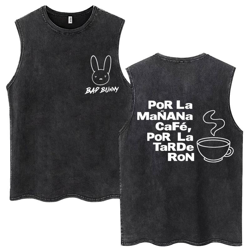

Rapper Bad Bunny Album Washed Vintage Tank Tops Debi Tirar Mas Fotos DTMF Sleeveless T Shirts Men Women Oversized 3XL
