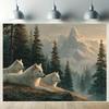 White Wolves Mountain Forest Wall Tapestry 2D Flat Printing Wildlife Art Nature Decor Home Interior Design Living Room Wallpaper
