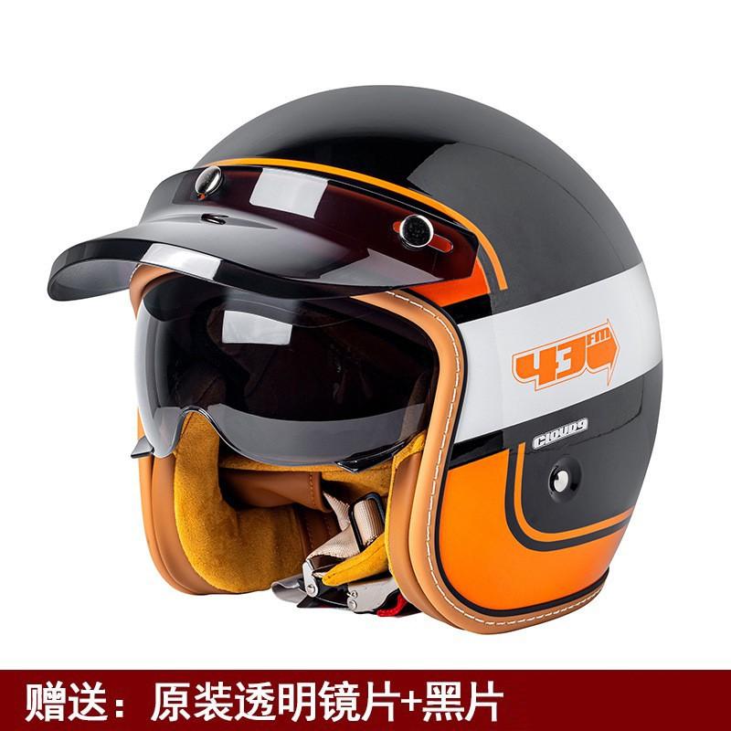 DOT Three-Quarter Helmet Motorcycle Men's Women's 3/4 Rider Scooter Cruise Retro