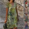 IHUASU Women's Spring/Summer Positioning Printed V-Neck Short Sleeve Dresses