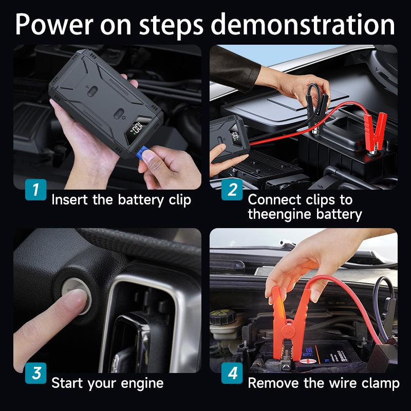 Car Battery Jump Starter Digital Display Portable Car Battery Booster Charger 26800mAh Power Bank Emergency Battery Booster