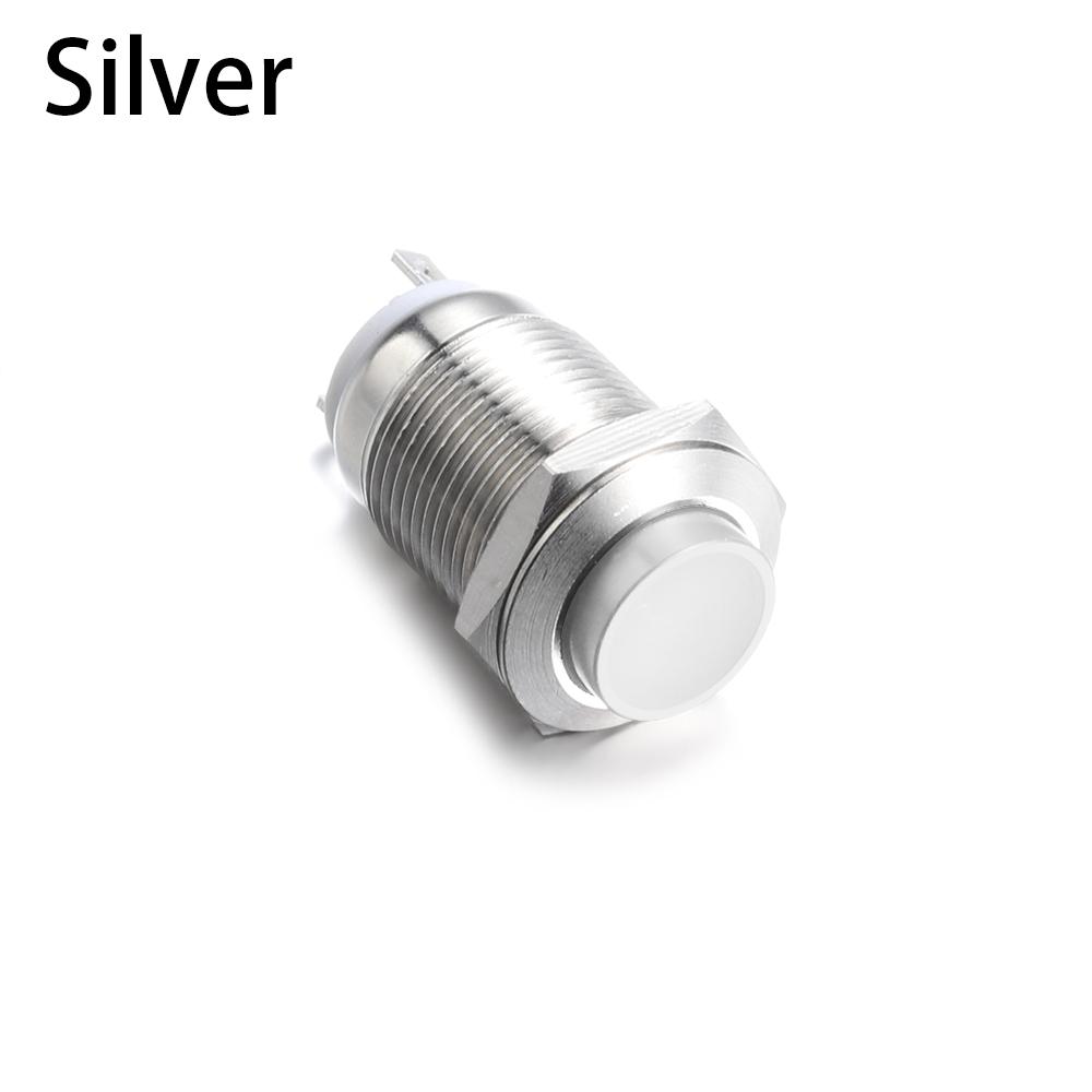 

250 В 12 мм водонепроницаемый автомобильный двигатель ПК выключатель питания кнопка мгновенного действия многоцветный высокий круглый красный синий пуск металлическая кнопка серебряный