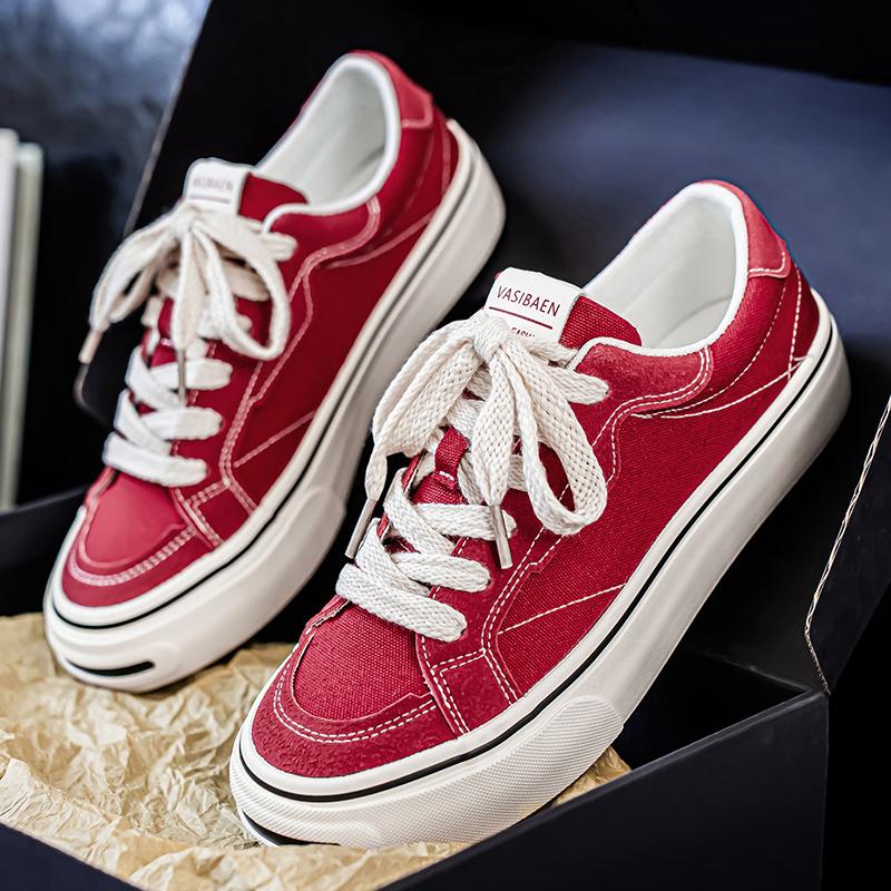 Fashion Mens Cowboy Canvas Shoes Breathable Trend Mens Board Shoes Thick Sole Trend Comfortable Student Skateboard Trainers Footwear