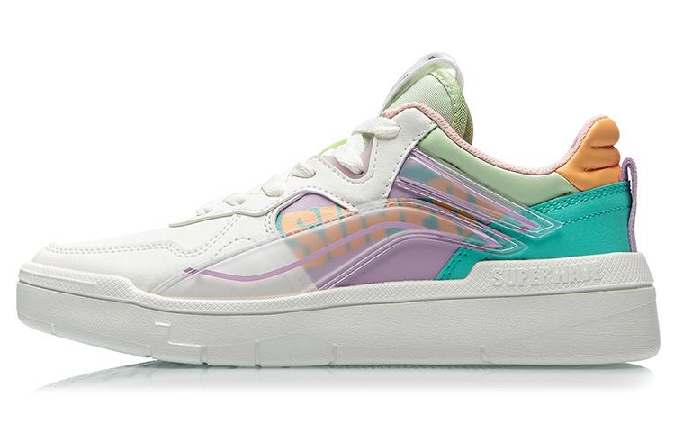 Li Ning Wave Superwave Lo Non slip Lightweight Low top Skateboard Shoes Women s White Purple Green AECR004-2 36