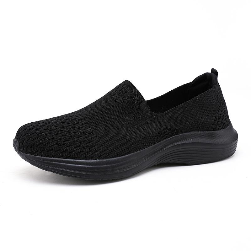 2025 new large size spring and autumn flying weaving foot cover low top shallow mouth leisure sports one pedal single shoes women's shoes