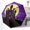 1 Stück Spukschloss Halloween-Nacht Thema Hochwertiger Regenschirm, Automatischer Öffnungs- und Schließschirm, Multifunktionaler Regenschirm G0811156