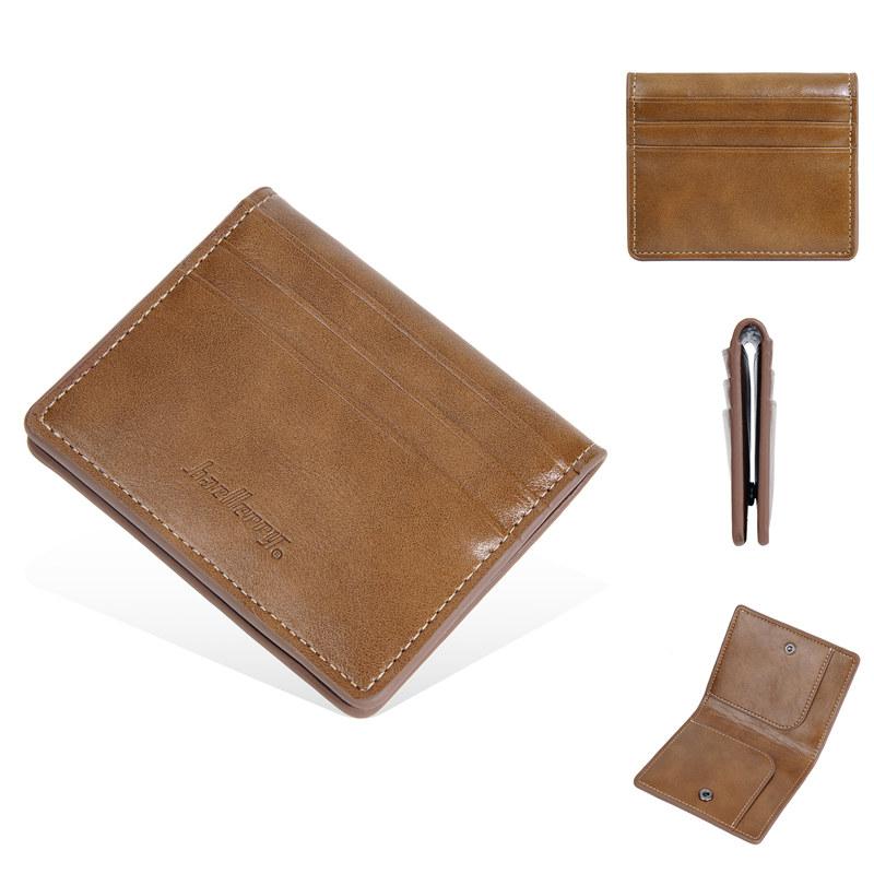 

Baellerry Мужские тонкие кошельки в винтажном стиле с застежкой-защелкой, двухстворчатый кошелек из искусственной кожи, держатель для визиток, кошелек для наличных денег 10.5cm*9cm*1cm коричневый
