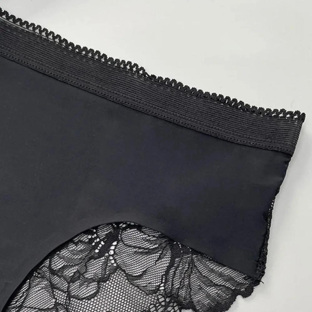 Panties Women Men Ice Silk Couple Underwear Set Seamless Black Lace Design Cartoon Printed Lingerie Anniversary Romantic Gift