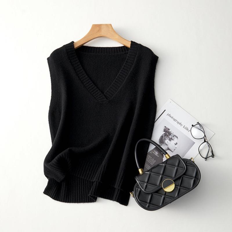 

0 wool vest collar waistcoat thin swan neck new knitted sweater vest jacket versatile L