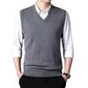 Men's V-Neck Wool Cardigan Vest - Autumn/Winter Cashmere Knit Sweater for Dad