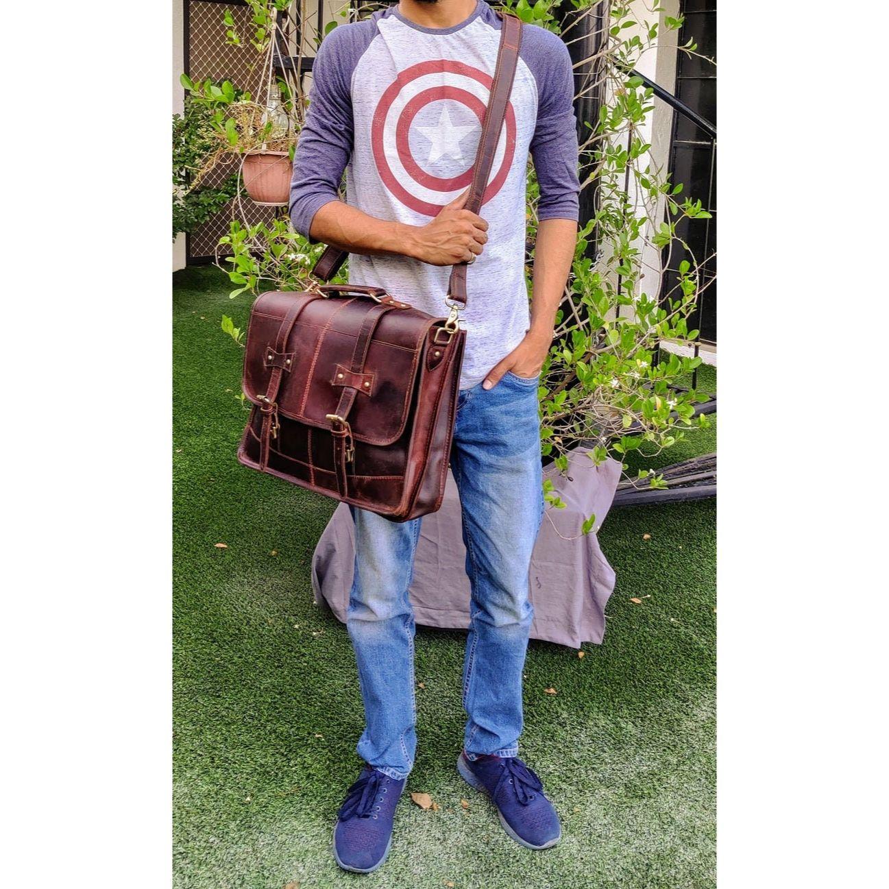 16-дюймовая кожаная сумка-мессенджер — фото 6