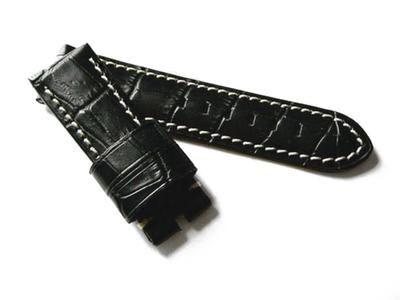 Ceinture Panerai Crocodile Gaufré mm Boucle D Bracelet, Noir, 24/22