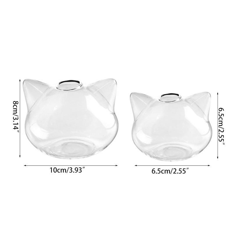 Clear Glass Vase Cats for Head Shaped Vases Flower Vases for Buds Cuttings Greenery Plant Container Room Ornaments