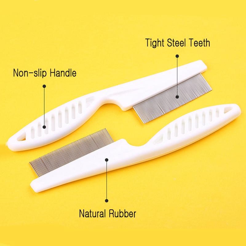 Flea Comb Dog Cat Hair Removal Brush Stainless Steel Dense Teeth Inline Comb Portable Pet Universal Grooming Cleaning Supplies