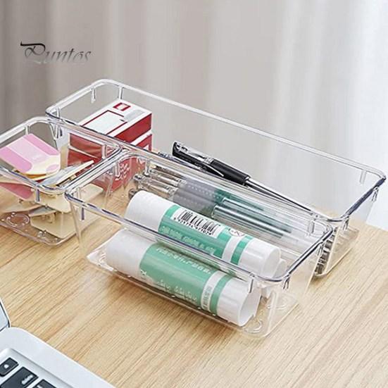 

Прозрачный ящик для хранения ящиков Прозрачный акриловый органайзер для ящиков Сливные отверстия Лоток для хранения ящика Штабелируемый ящик для хранения