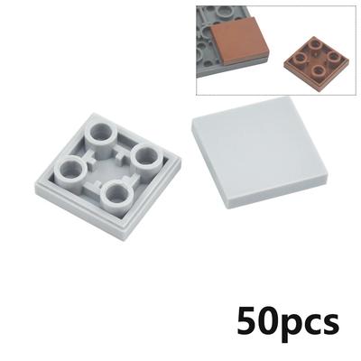 50 glatte 2x2-Bausteine, umgedreht, DIY-Bausteine, flache Fliesen, Bausteine, Lernspielzeug, kompatibel mit Bausteinen, 11203