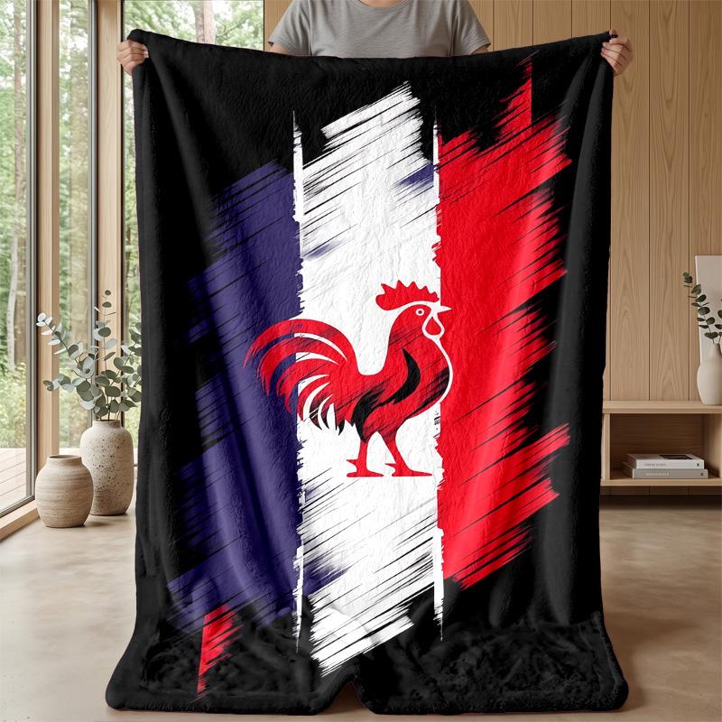 France National Football Team Theme Blanket Soft Flannel Blanket Plush Throw Blanket Cozy Sofa Bed Blanket for Home Decor