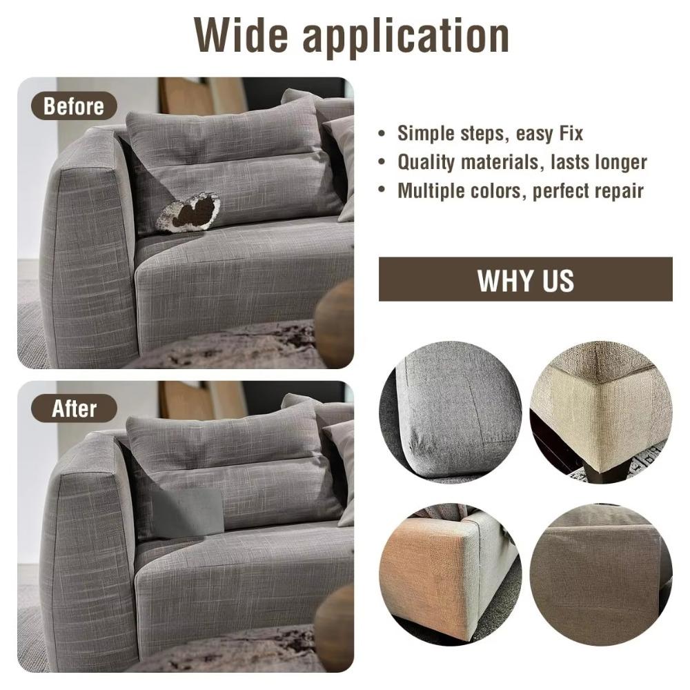 2PCS Self-Adhesive Sofa Repair Patch Multi-Color Linen Fabric Patch Linen Sticker Sheet Sofa