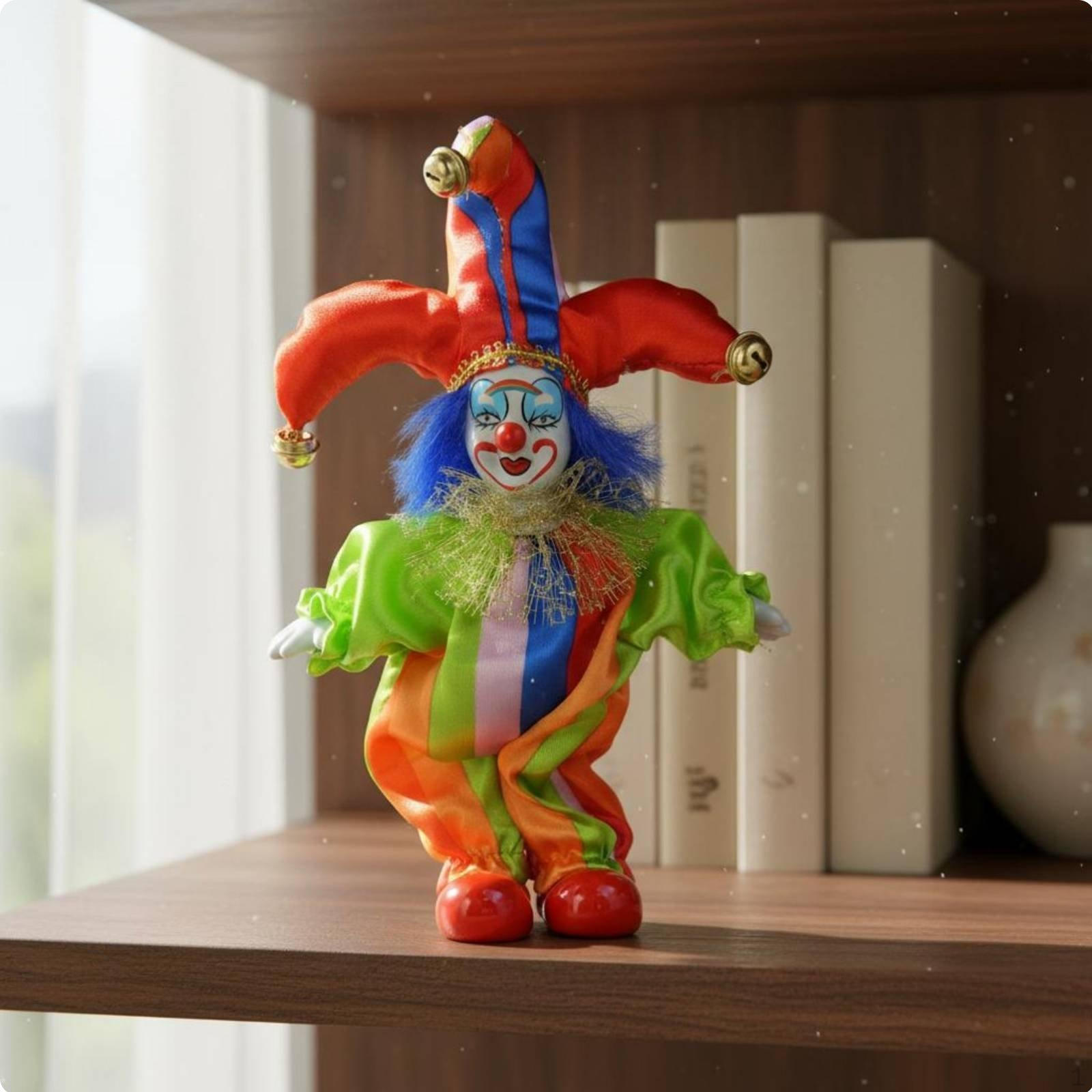 Ceramic Doll Vintage Style Handmade Clown Ornament Porcelain Head, Hands, and Feet Collectible