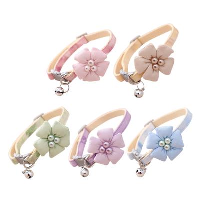 Dog Collar Floal Cat Collars Adjustable Breakaway Pet Collar with Metal Bell