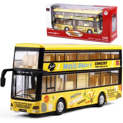 Çift Katlı Otobüs Alaşım Araba Modeli Kapıyı Açarak Ses ve Işık Çalıştırabilir Çocuk Oyuncak Arabası B299